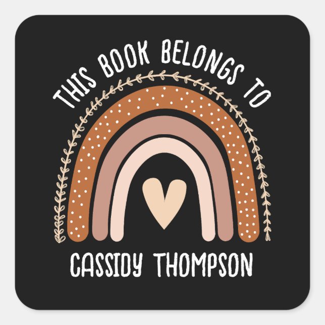 Pegatina Cuadrada Arcoiris este libro pertenece a la librería para n (Anverso)