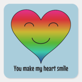 Pegatina Cuadrada Arcoiris haces sonreír mi corazón