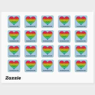 Pegatina Cuadrada Arcoiris haces sonreír mi corazón