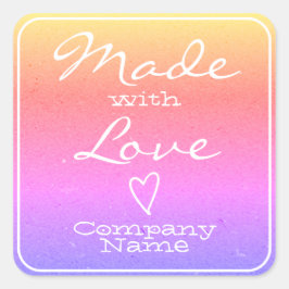 Pegatina Cuadrada Arcoiris hecho con etiquetas de amor Kraft Paper H