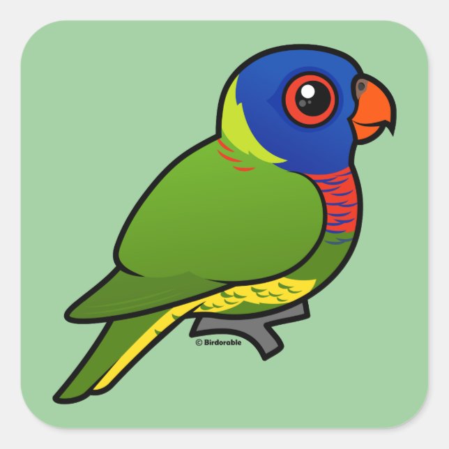 Pegatina Cuadrada Arcoiris Lorikeet (Anverso)