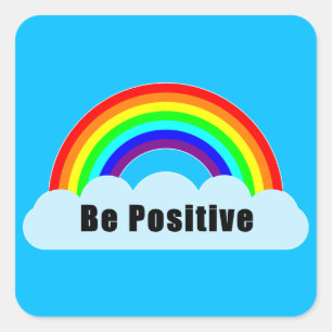Pegatina Cuadrada ARCOÍRIS - Sé Positivo