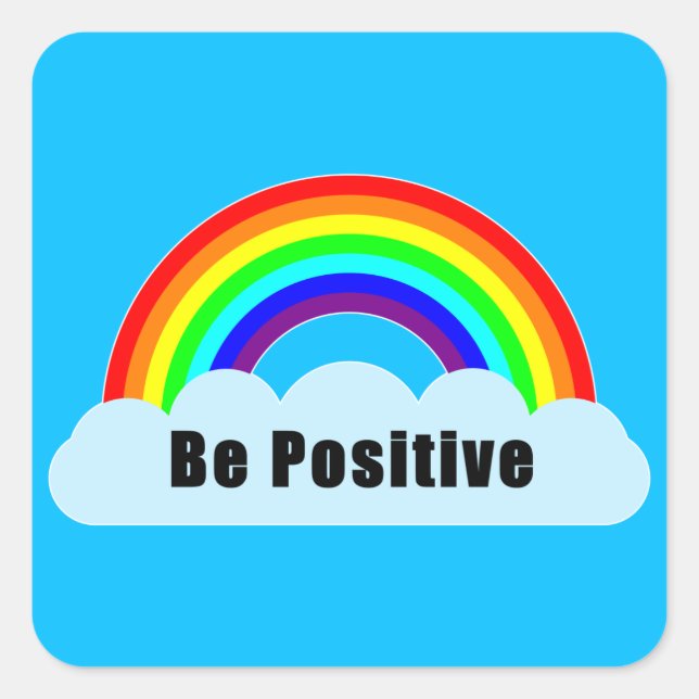 Pegatina Cuadrada ARCOÍRIS - Sé Positivo (Anverso)