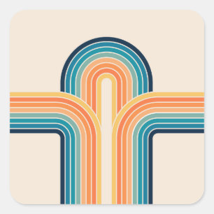 Pegatina Cuadrada Arcos triple retro coloridos