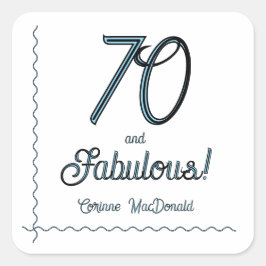 Pegatina Cuadrada Arctic Blue Seventy and Fabulous 70th Birthday