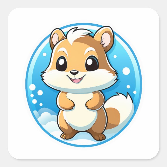 Pegatina Cuadrada Ardilla animal adorable (Anverso)