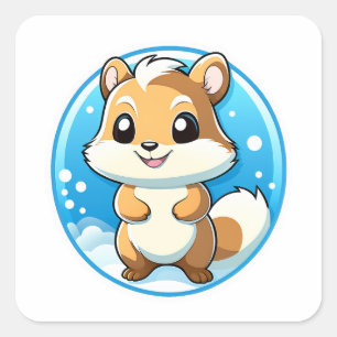 Pegatina Cuadrada Ardilla animal adorable