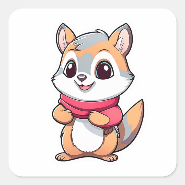 Pegatina Cuadrada Ardilla animal adorable (Anverso)