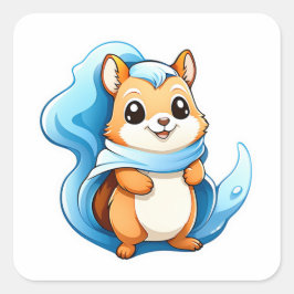 Pegatina Cuadrada Ardilla animal adorable