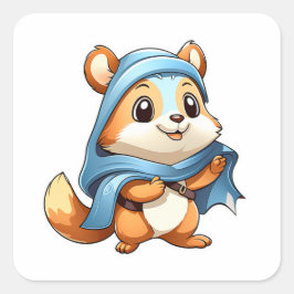 Pegatina Cuadrada Ardilla animal adorable