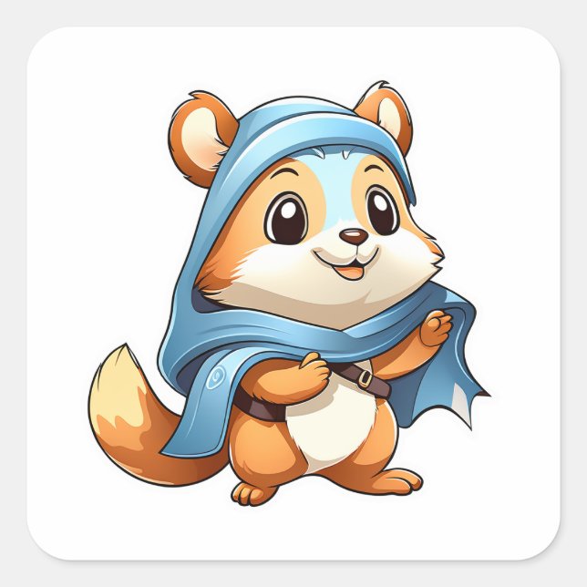 Pegatina Cuadrada Ardilla animal adorable (Anverso)