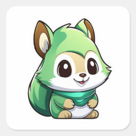 Pegatina Cuadrada Ardilla animal adorable
