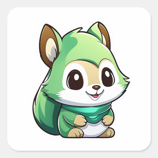 Pegatina Cuadrada Ardilla animal adorable (Anverso)