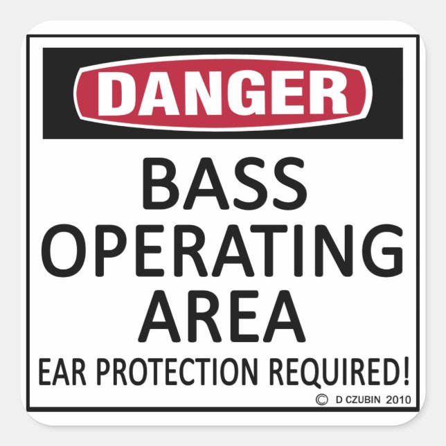 Pegatina Cuadrada Área de funcionamiento de Bass (Anverso)