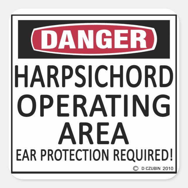 Pegatina Cuadrada Área de funcionamiento del clavicordio (Anverso)