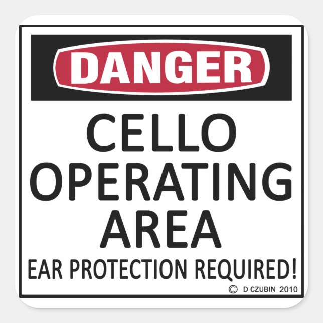 Pegatina Cuadrada Área de operación de Cello (Anverso)