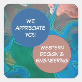 Pegatina Cuadrada Área de trabajo de Office Blue Gem Apreciación del