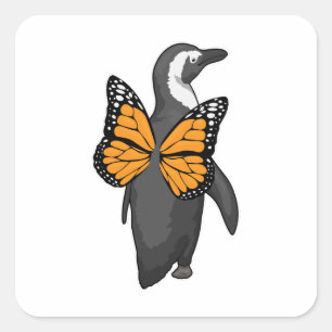 Pegatina Cuadrada Areas de mariposa de pingüino
