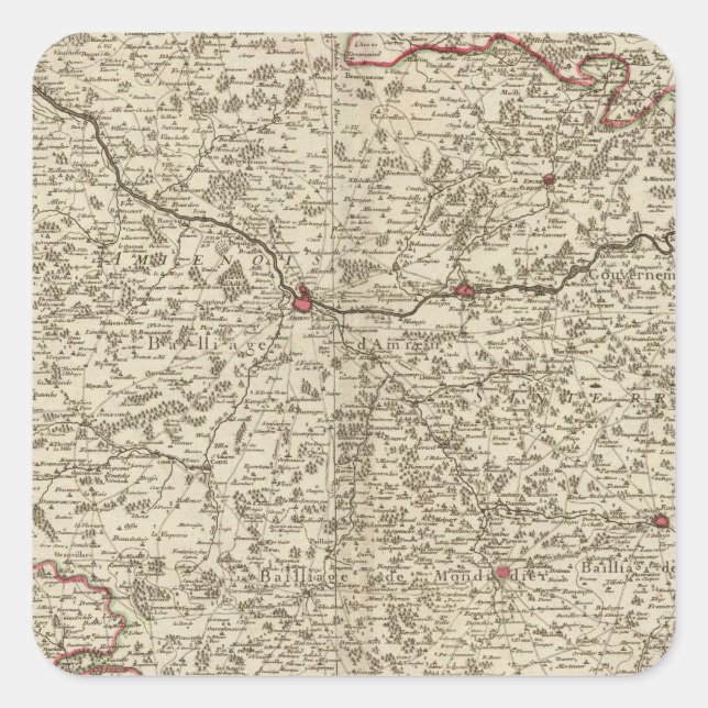 Pegatina Cuadrada Áreas urbanas de Francia 2 (Anverso)