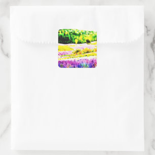 Pegatina Cuadrada Arena acuática de lavado floral de baño