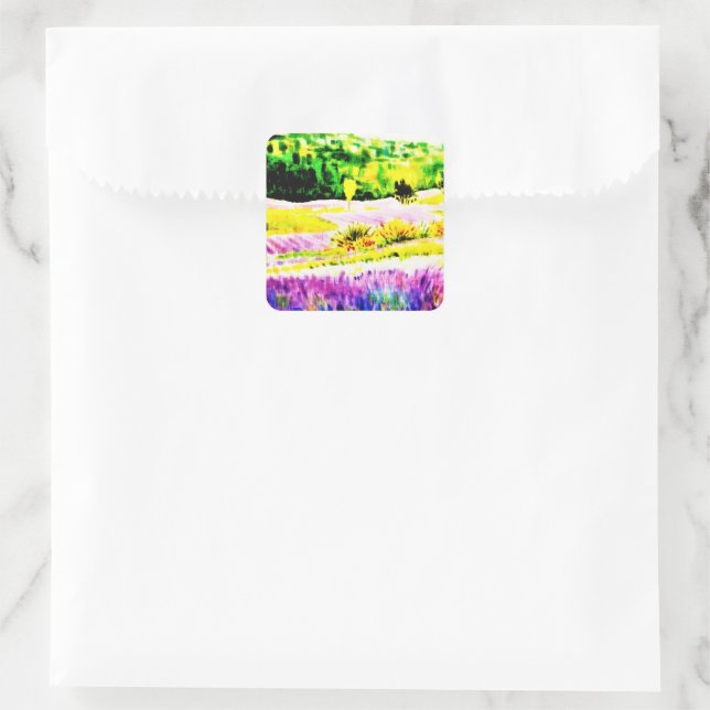 Pegatina Cuadrada Arena acuática de lavado floral de baño (Bolso)