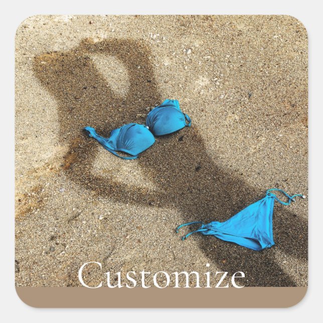 Pegatina Cuadrada Arena azul de Bikini Beach Thunder_Cove (Anverso)