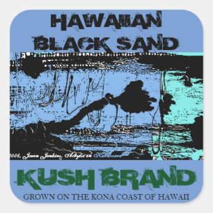 PEGATINA CUADRADA ARENA NEGRA HAWAIAN KUSH