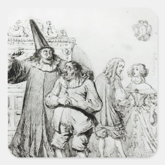 Pegatina Cuadrada Argan y Monsieur Purgon (Anverso)