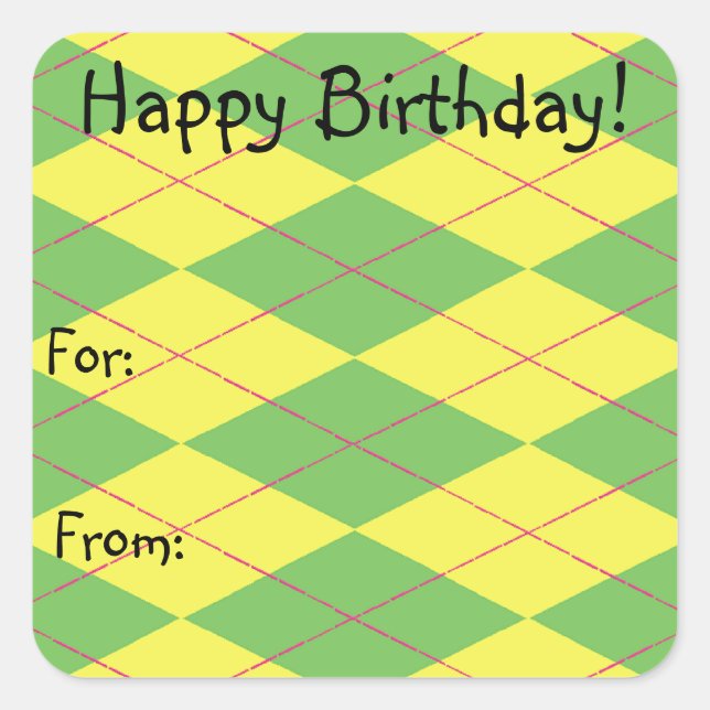 Pegatina Cuadrada Argel verde y amarillo (Anverso)