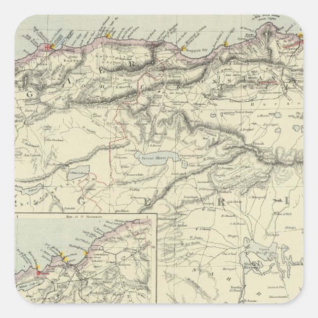 Pegatina Cuadrada Argelia (Anverso)