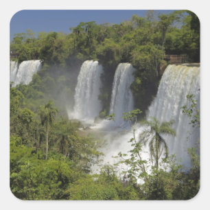 Pegatina Cuadrada Argentina, Cataratas del Iguazú al sol.