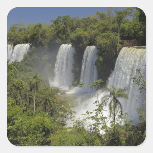 Pegatina Cuadrada Argentina, Cataratas del Iguazú al sol. (Anverso)