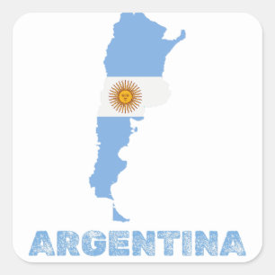 Pegatina Cuadrada Argentina Map with name