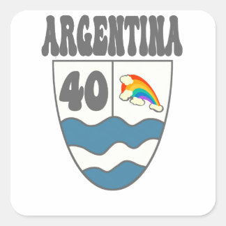 Pegatina Cuadrada Argentinien Ruta 40 Autobahnschild mit Regenbogen