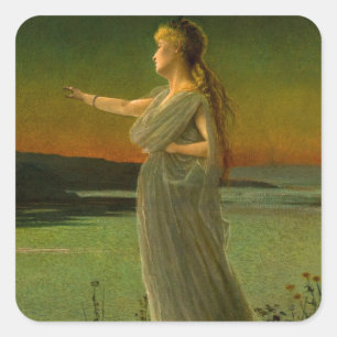Pegatina Cuadrada Ariadne en Naxos John Atkinson Grimshaw