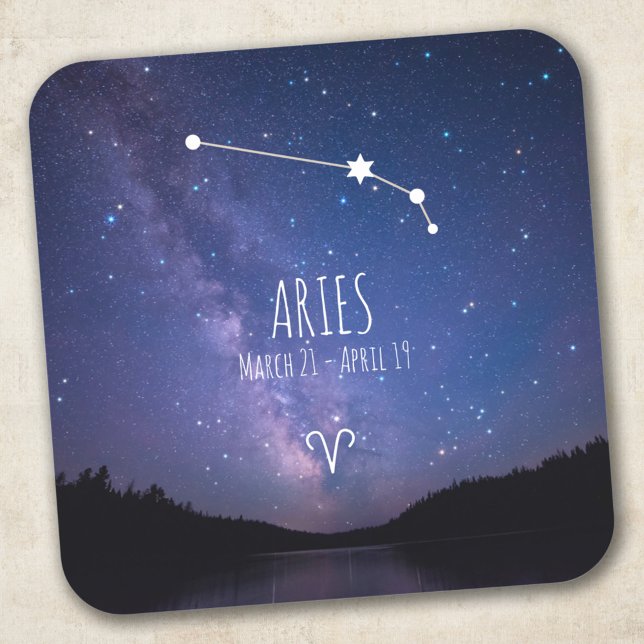 Pegatina Cuadrada Aries | Constelación zodiaca personalizada (Subido por el creador)