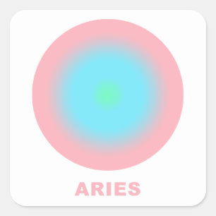 Pegatina Cuadrada Aries Zodiac Rótulo Gradiente estilo