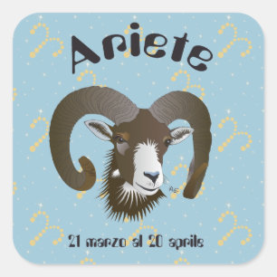 Pegatina Cuadrada Ariete 21 al marzo 20 Etichetta Aprile