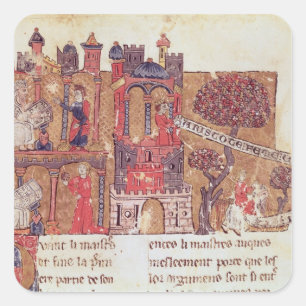 Pegatina Cuadrada Aristóteles instruye a Alejandro Magno en