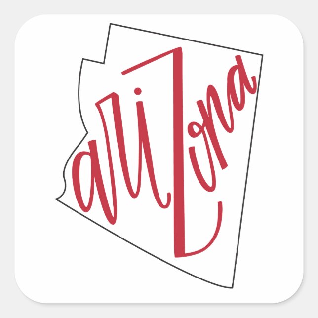 Pegatina Cuadrada Arizona | Diseño tipográfico estatal (Anverso)