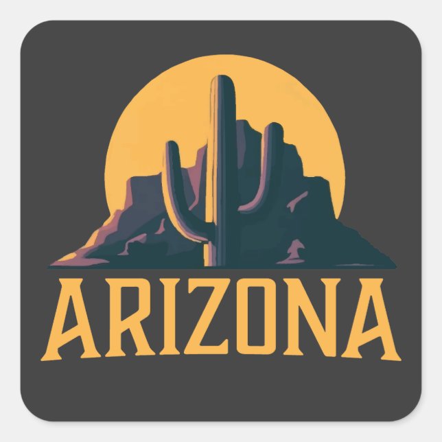 Pegatina Cuadrada Arizona Estados Unidos de América (Anverso)