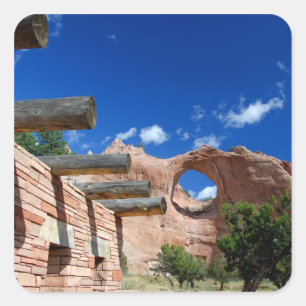 Pegatina Cuadrada Arizona, Window Rock. Capital de los navajos