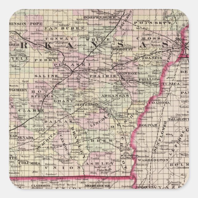 Pegatina Cuadrada Arkansas (Anverso)