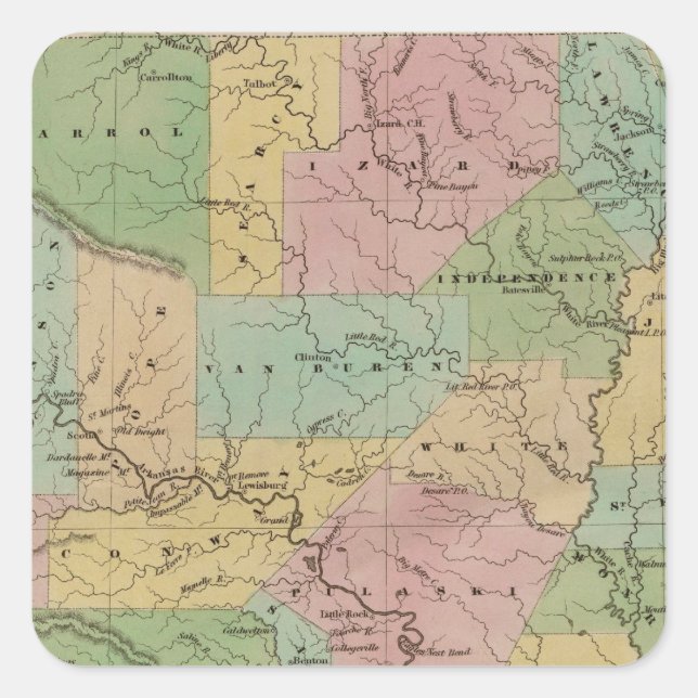 Pegatina Cuadrada Arkansas 4 (Anverso)