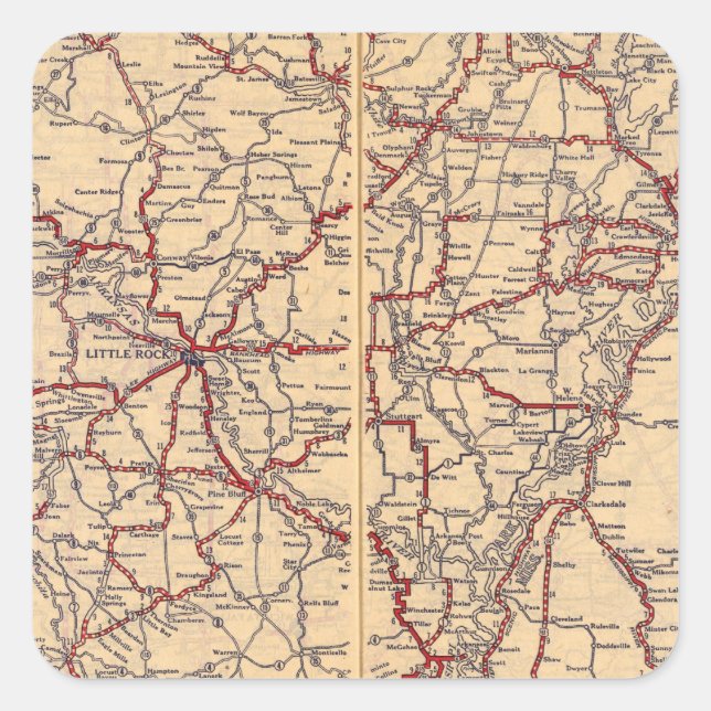 Pegatina Cuadrada Arkansas 5 (Anverso)