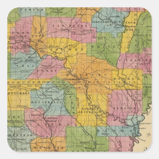 Pegatina Cuadrada Arkansas 7 (Anverso)