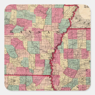 Pegatina Cuadrada Arkansas, Misisipi y Luisiana