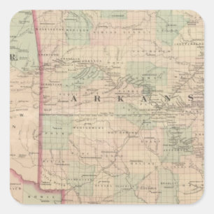 Pegatina Cuadrada Arkansas y porción de territorio indio