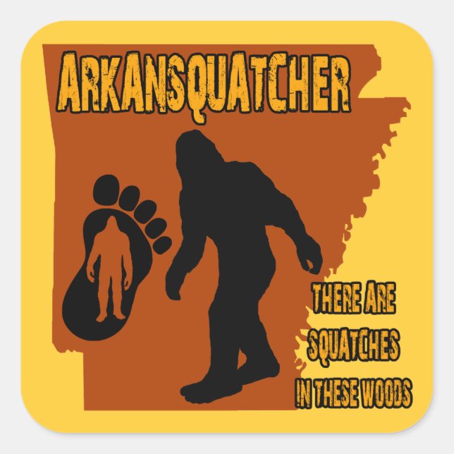 Pegatina Cuadrada Arkansquatcher (Anverso)