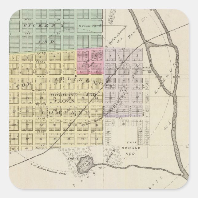 Pegatina Cuadrada Arlington, Kansas (Anverso)